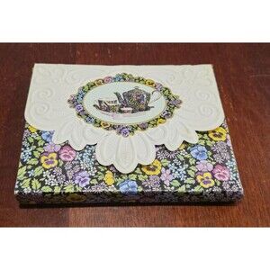 Carol Wilson Fine Arts Floral Pink Roses Embossed Blank Cards Envelopes (10)